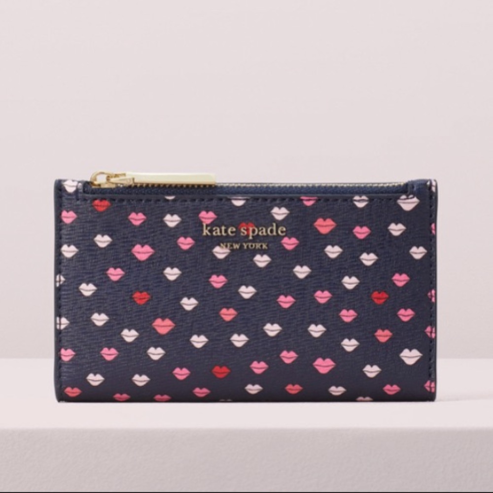 Kate Spade sylvia kiss lips small slim bifold wallet